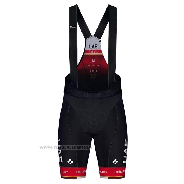 2021 Maillot Cyclisme UAE Noir Blanc Rouge Manches Courtes et Cuissard